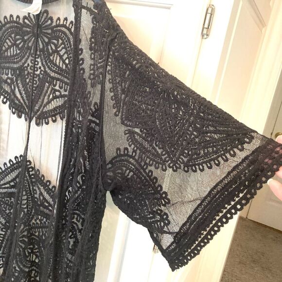 Embroidered Short Sleeve Whimsey Long Coverup - Picture 4 of 8